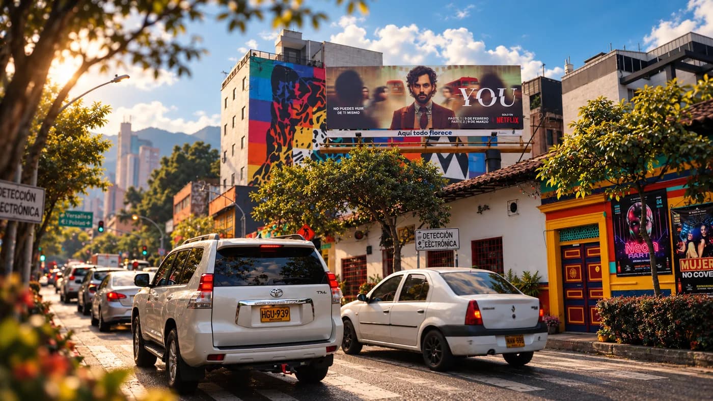 Valla publicitaria de Netflix You en zona urbana