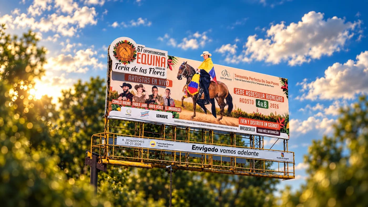 Valla publicitaria de la Feria Equina en Rionegro
